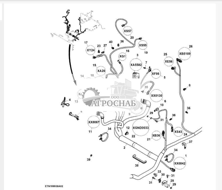 Жгут проводов двигателя, Final Tier 4 объемом 9,0 L (2 из 3) 
